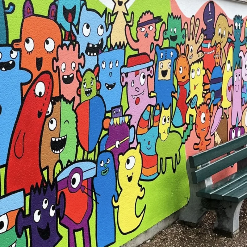 Fresque collective à l’école Maës de Lens - Cité Éducative de Lens - Hauts-de-France ©Kiwano